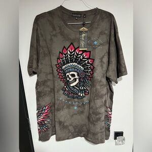 Affliction Black Label Men’s Skull Rhinestone Short Sleeve T-shirt- 3XL - NWT